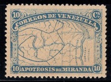 Venezuela 1896 Michel 49 MNH 40% 10 C, mappa