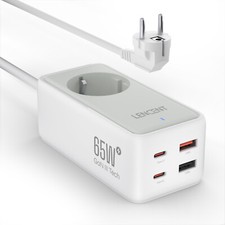 LENCENT PD65W Caricabatteria GaN3 Stazione di Ricarica con 1 AC 4 Porte USB per iPhone MacBook