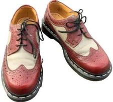 Scarpe Dr Martens 3989 rosso grigio pelle brogue UK 4 EU 37 Made in England