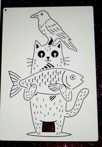 Stencil gatto pesce e - pesce,