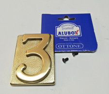 Alubox Numero civico 3 in ottone lucido