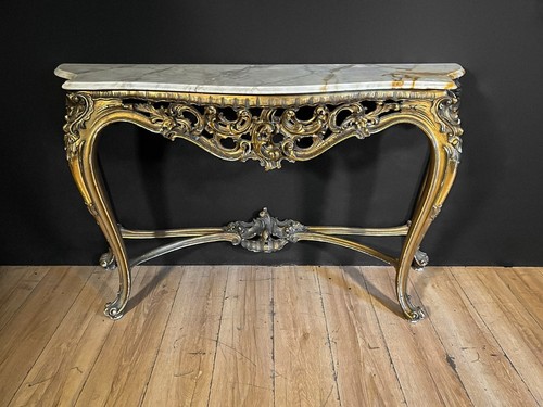 Consolle dorata con piano - , in