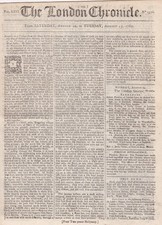 1769 Giornale "The London Chronicle" - Viaggio del mulo a Merida, Yucatan, Messico
