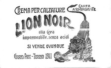 1911 CARTA ASSORBENTE SCRITTURA LION NOIR LUCIDO SCARPE CALZATURE LEONE TORINO