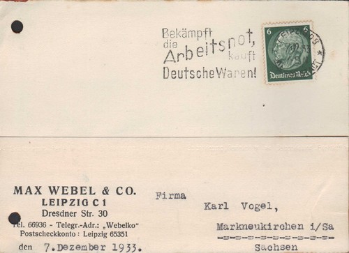 Leipzig postkarte 1933 - leipzig,,