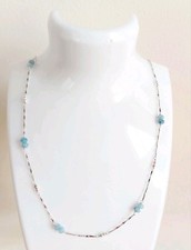 Collana in argento 925 acquamarina naturale e faccettata ed ematite argentata 