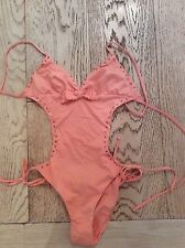 Costume intero con Swarovski rosa e fiocco Tg S