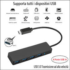 Hub USB-C splitter 3.0 sdoppiatore 4 porte per pc laptop notebook multiporta 