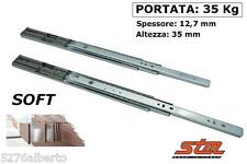 GUIDE SCORREVOLI per CASSETTI Portata 35 kg Estrazione Totale SOFT Ammortizzate