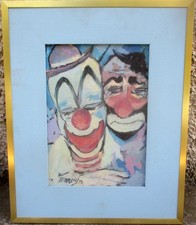 SILVANO FERRONI (1909-1998) - CLOWNS 1970 - VECCHIO QUADRO DIPINTO OLIO