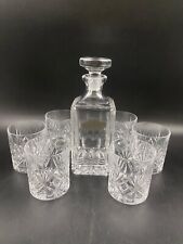Set bottiglia whisky 6 bicchiere calice cristallo molato placche argento vintage