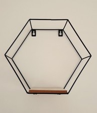 Mensola Esagonale Base Legno Ferro Da Appendere 25 Cm Ottime Condizioni 