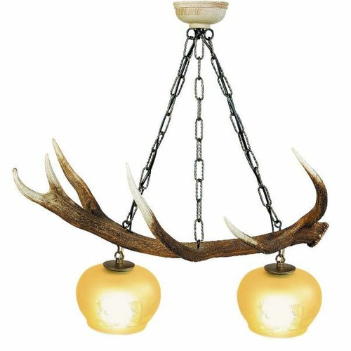 Lampadario con vere corna - , di