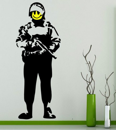 Adesivo murale banksy grin - adesivo,