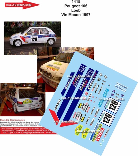 Decals ref 1415 peugeot - 1/18,