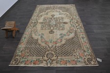 Tappeto vintage turco Oushak 5x9 kilim tappeto anatolico fatto a mano decorazione boho MARRONE