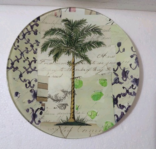 Piatto vetro decoupage firmato