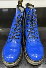 Stivaletti Dr Martens 1460 blu elettrico vernice lamper taglia UK 7 EU 41