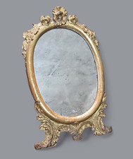 SPECCHIERA LUIGI XV d'Appoggio '700 Legno DORATO Foglia ORO Patina Antica Rara