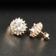 Orecchini regalo a grappolo di diamanti simulati taglio tondo 1 ct placcati...