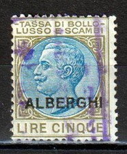 ITALIA REGNO 1921  TASSA DI BOLLO  LUSSO E SCAMBI  5 Lire usata