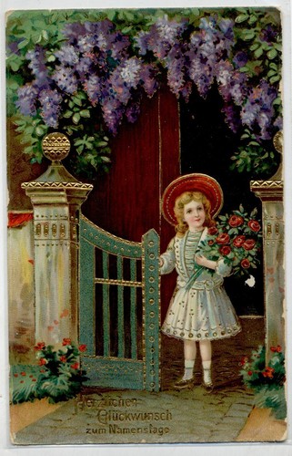 Augurale bambina con fiori - augurale,