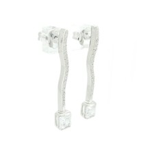 Orecchini Pendenti Zirconi Oro Bianco 18kt - Oro Rigenerato