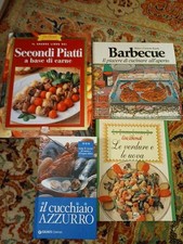 Lotto 4 Libri Cucina Barbecue Cucchiaio Azzurro Verdure Uova Secondi Carne Pesce