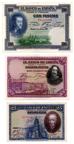 Spagna lotto di 3 banconote - -,