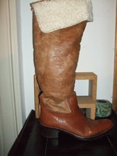 STIVALI EGO VERA PELLE IMBOTTITI PELLICCIA ECOLOGICA MONTONE GAMBALE ALTO 39