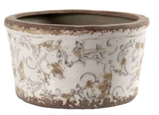 VASO CERAMICA ANTICATO CACHEPOT VINTAGE RETRò PIANTE FIORI ORGANZA 19,5*10 cm