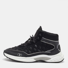 Valentino Black Mesh Suede and