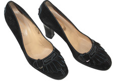 TOD'S scarpe donna tacco tg 8,5 Europa 39 pelle scamosciata nera Made in Italy S9310