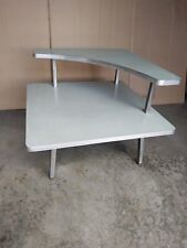 Vintage Blue Green Mid Century Modern Formica 2 Tier Boomerang Atomic end table