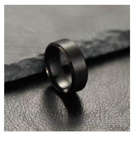 Anello acciaio inox nero - anello,