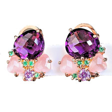 Orecchini quarzo rosa argento