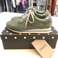 LIU JO Scarpe Sneakers Verdi in Pelle Seta Strass  tg.37