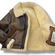 AVIREX B-3 Flight Jacket 42 pelle di pecora mouton pelle di agnello bomber vintage USA