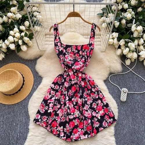Vestito corto nero estivo - estivo, con