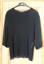 Maglia donna trasparente nera plissè, maniche trasparenti Cristina Gavioli TG 42