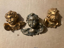 Testine Angeli Cherubini Di Legno Dorato E Color Bronzo