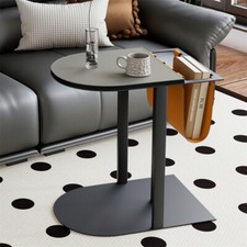 Tavolino da salotto a forma di C nero tavolino da divano con ripiano per giornali comodino