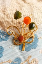 Vintage Spilla Spilla In Oro Con Pietre Decorative Gioielli Costume