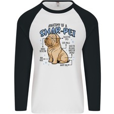Shar Pei Anatomia Divertente Cane Uomo L/S Baseball T-Shirt