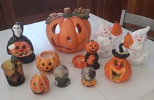 Lotto Halloween Vintage 11 Pezzi Zucca Fantasmi Ceramica Portacandela Tea Light