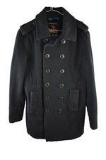 Superdry Limited The Bridge Cappotto Misto Lana Nero Pea Soprabito Taglia M