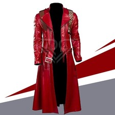 Trench coat pelle Dante's Red Devil Hunter cosplay - fondina pistola inclusa