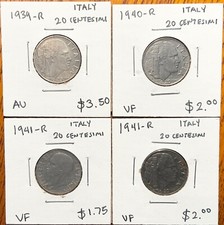 Italy Coin Lot: 1939-R - 20C