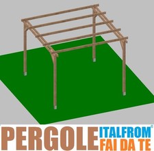 Pergola in Legno Impregnato Gazebo Pergolato Tettoia Pompeiana Interrare 3X3X2,5