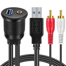 	Kit Cavi da Incasso 3 Ft Usb 3.0 Maschio a Femmina e 2 Rca Maschio a 3.5mm Fe...